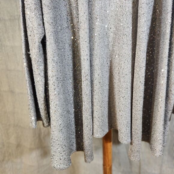 Alfred Dunner 2X $103‎ Silver Gray Sparkle Sequin Open Front Cardigan Sweater - Picture 2 of 9